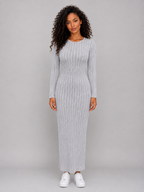 Ribbed Knit Maxi Dress – Long Sleeve Bodycon Style