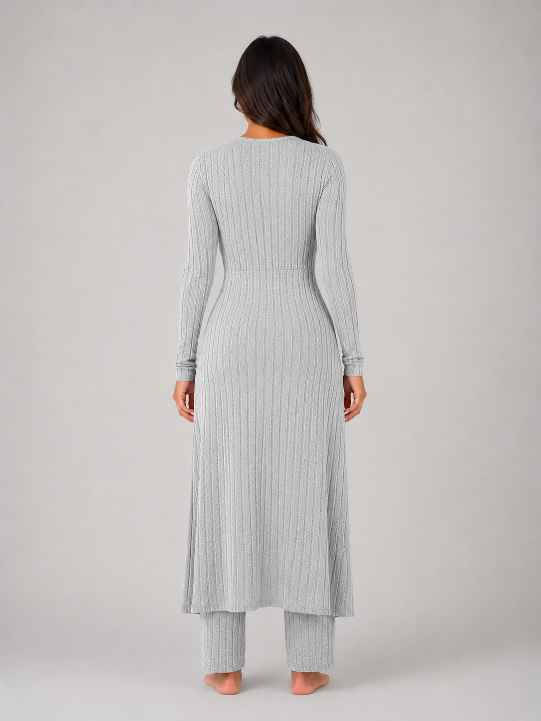 Ribbed Soft Two-Piece Lounge Set - Relaxed Fit Co-Ord