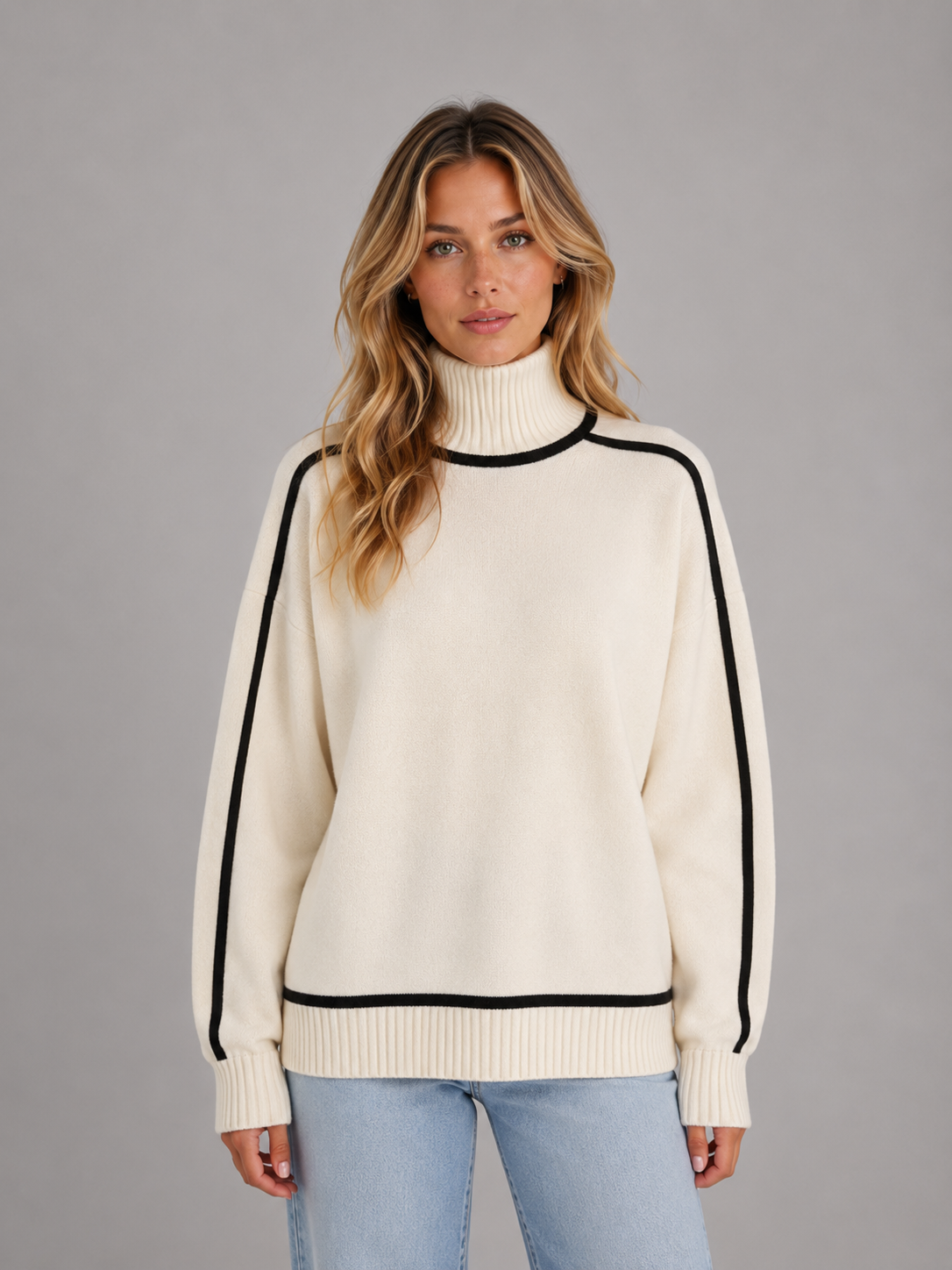 Roll Neck Jumper – Soft Knit Oversized Sweater