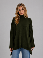 Roll Neck Oversized Jumper – Soft Knit Longline Sweater