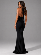 Ruched Halterneck Maxi Dress