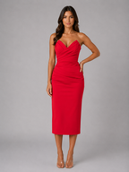 Ruched Strapless Midi Dress