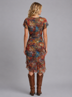 Ruched Side Split Midi Dress