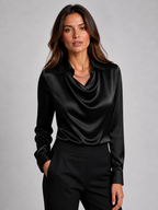 Satin Drape High Neck Blouse