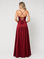 Satin Cowl Neck Split Maxi Dress