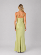 Embroidered Satin Maxi Dress