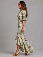 Floral Satin Maxi Dress