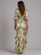 Floral Satin Maxi Dress