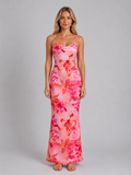 Women's Satin Floral Maxi Dress