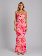 Satin Floral Maxi Dress