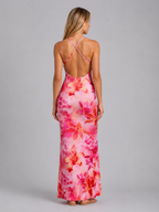 Satin Floral Maxi Dress