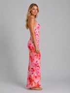 Satin Floral Maxi Dress