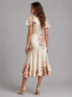Floral Satin Midi Dress