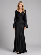 Satin Long Sleeve Maxi Dress