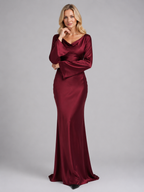 Satin Long Sleeve Maxi Dress
