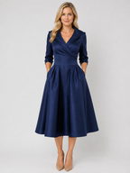 Satin Wrap Midi Dress