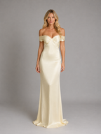 Satin Off-Shoulder Maxi Dress