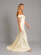 Satin Off-Shoulder Maxi Dress