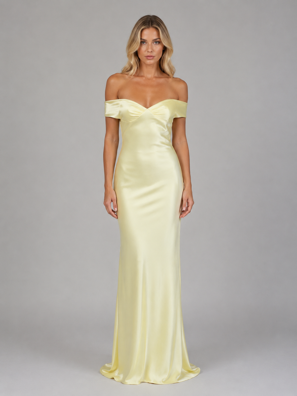 Women's Satin Off Shoulder Maxi Dress