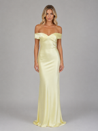 Satin Off Shoulder Maxi Dress
