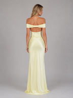 Satin Off Shoulder Maxi Dress