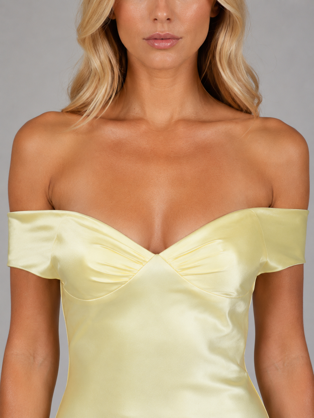 Women's Satin Off Shoulder Maxi Dress