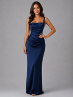 Satin Ruched Waist Maxi Dress