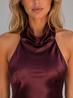 Satin Halter Maxi Dress