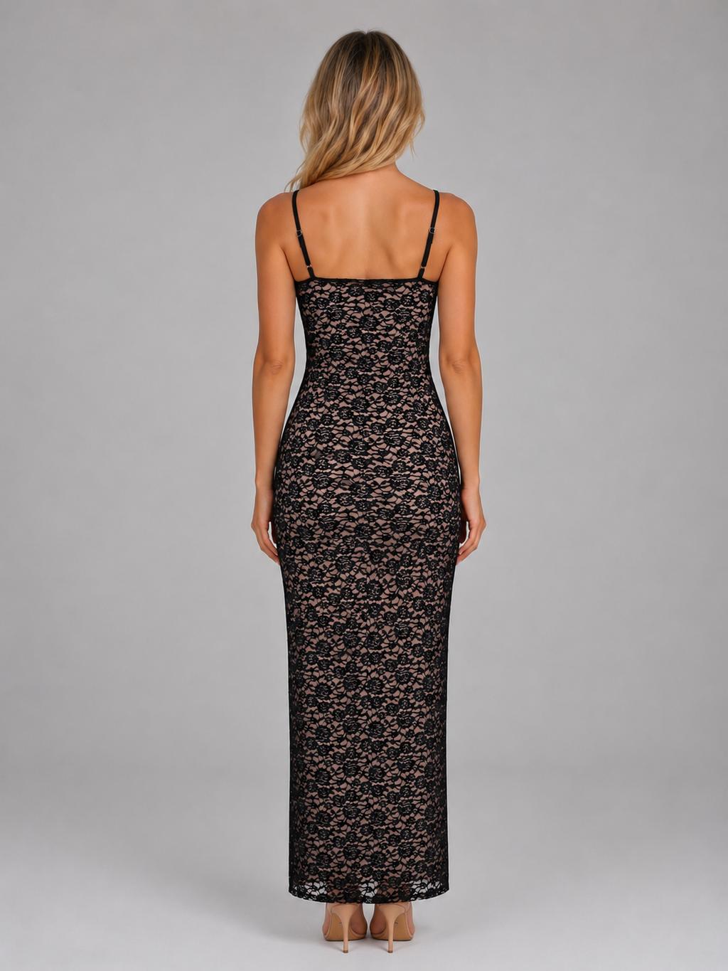 Women's Sheer Lace Maxi Dress