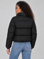 Sherpa Lined Puffer Jacket – Full Zip High Neck Winter Coat