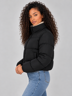 Sherpa Lined Puffer Jacket – Full Zip High Neck Winter Coat