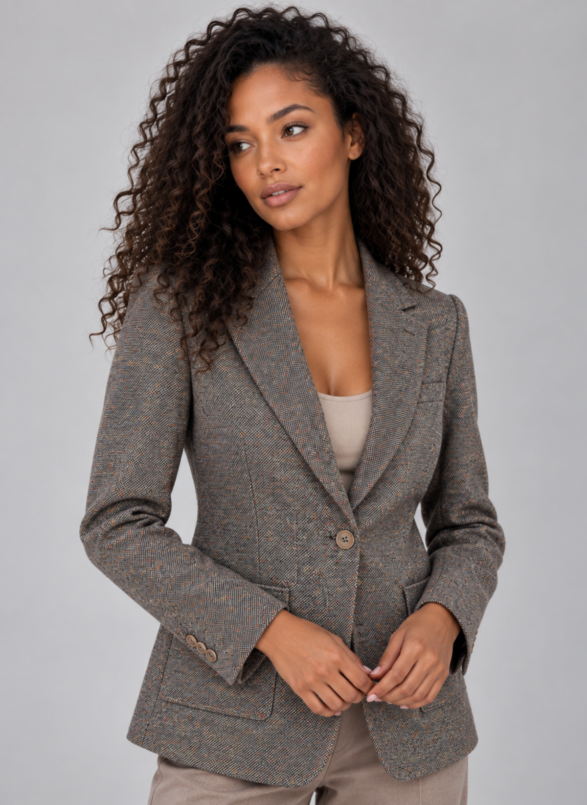 Single Breasted Tailored Blazer – Smart Casual Wool Blend Jacket