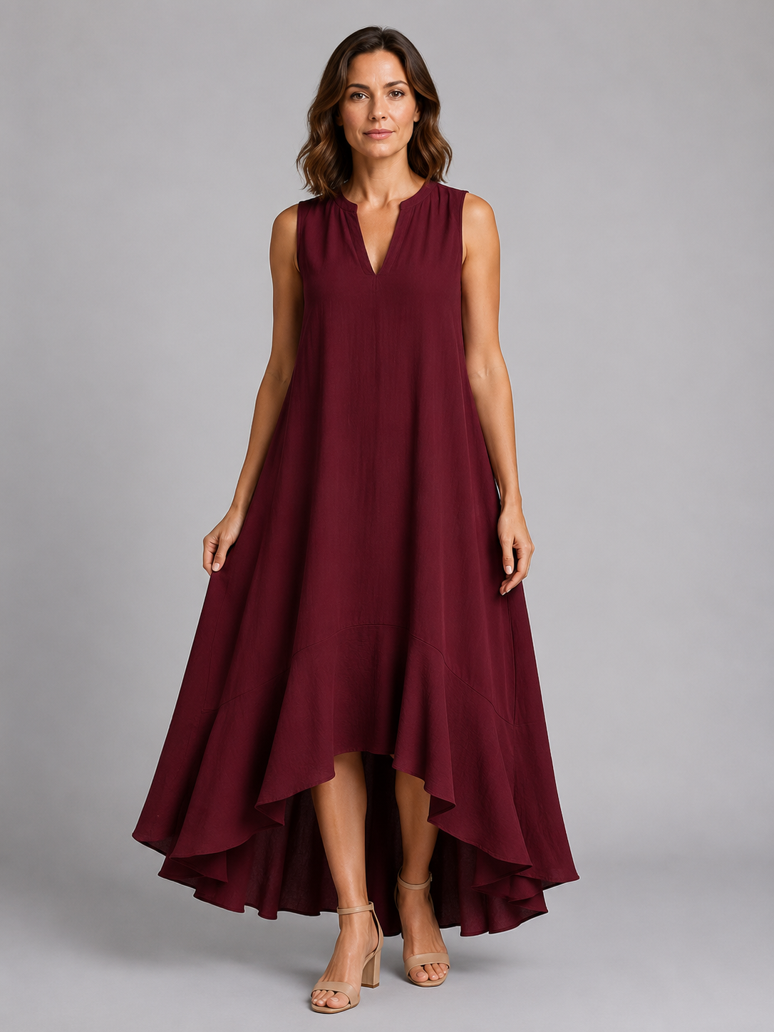 Women's Sleeveless V-Neck Maxi Dress