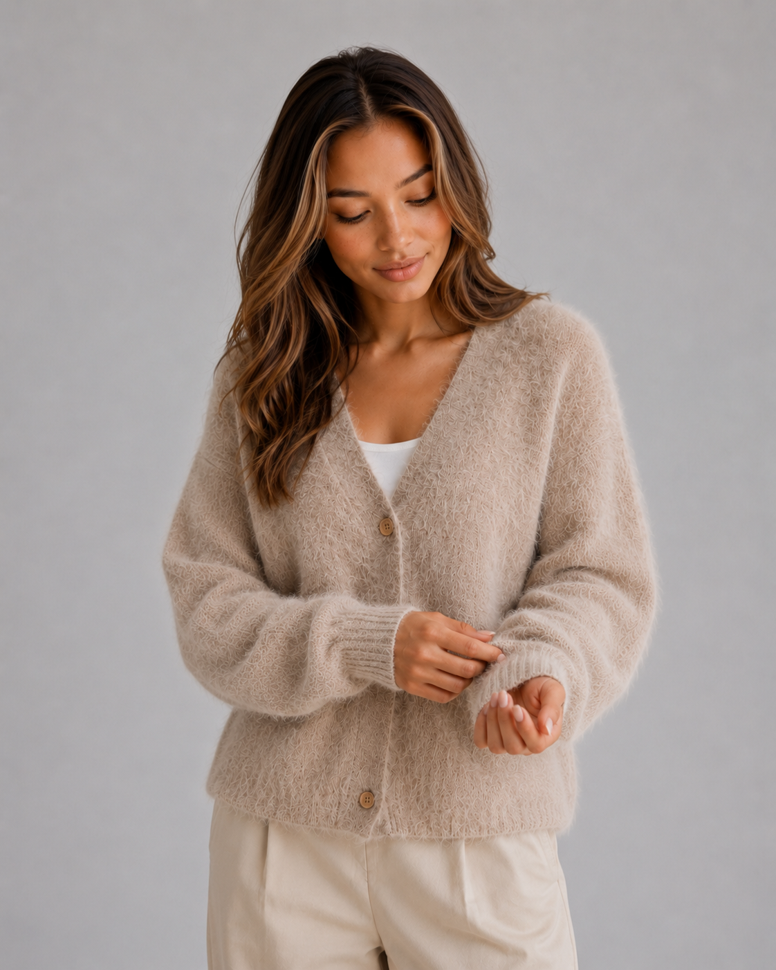 Soft Knit Cardigan – Button Front V-Neck Sweater