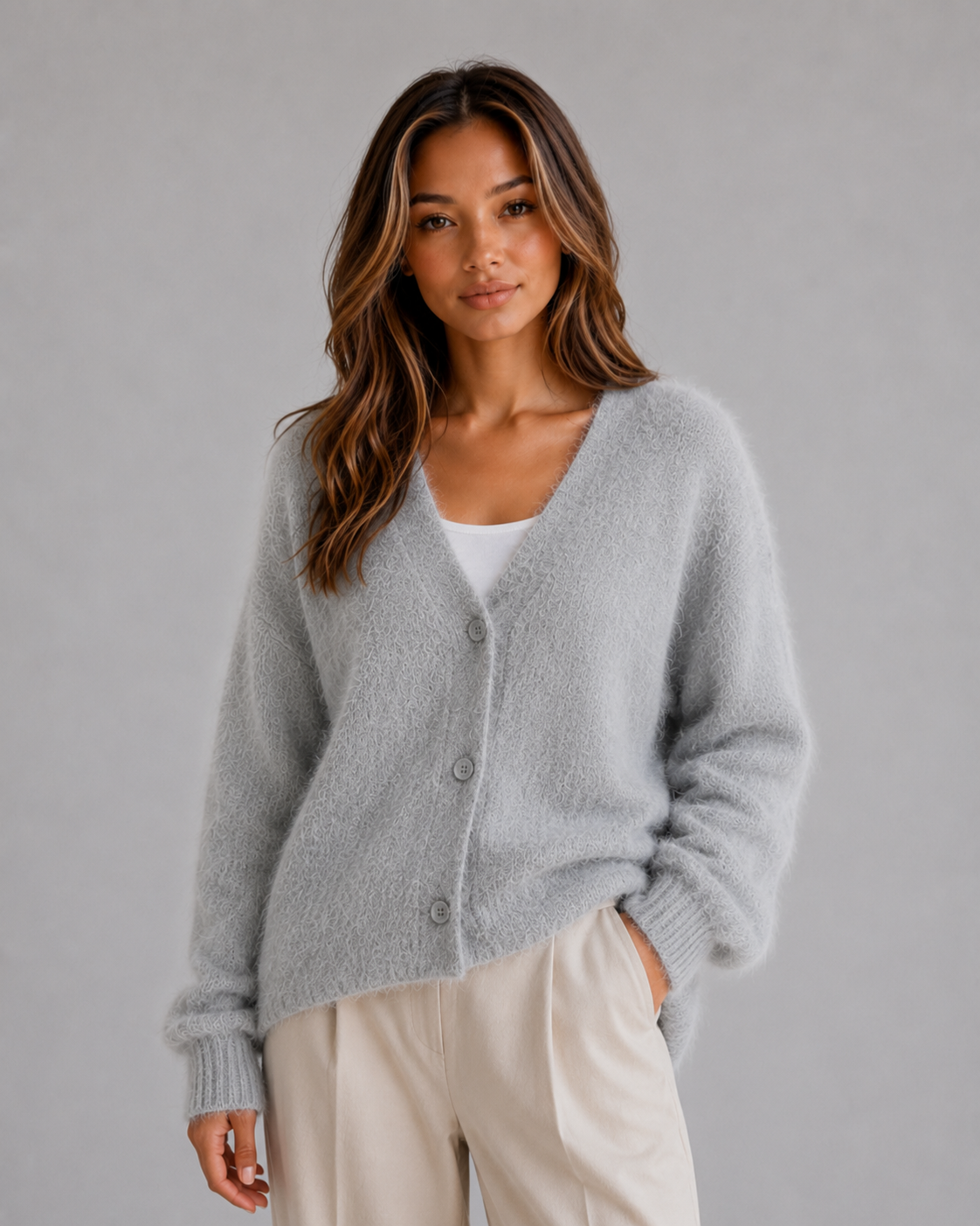 Soft Knit Cardigan – Button Front V-Neck Sweater