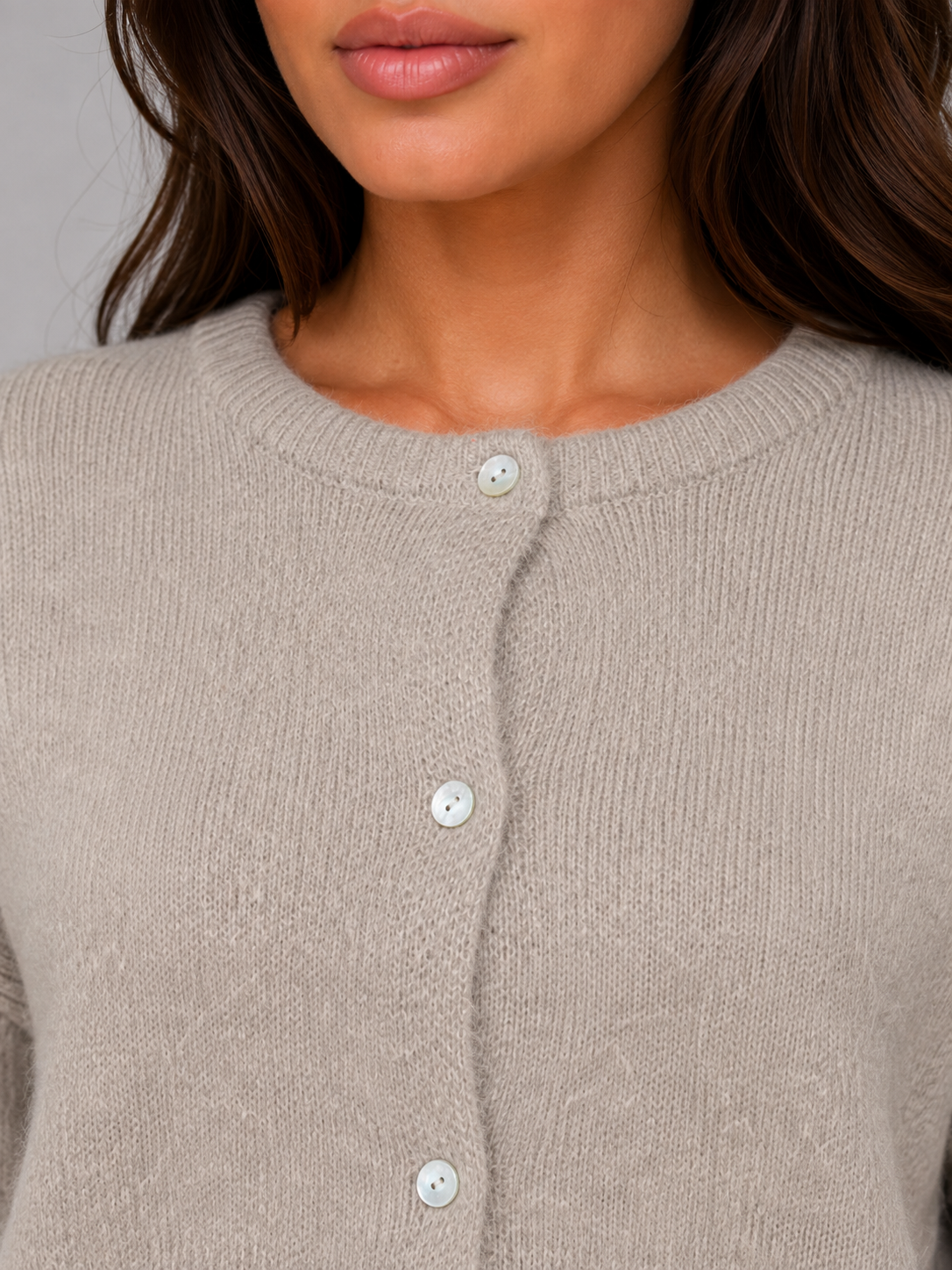 Soft Knit Cardigan – Crew Neck Button Front