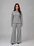 Soft Lounge Co-Ord Set – Fitted Top & Wide Leg Trousers