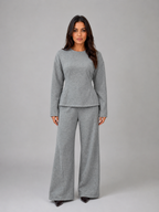 Soft Lounge Co-Ord Set – Fitted Top & Wide Leg Trousers