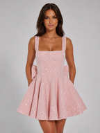Sequin Bow Mini Dress