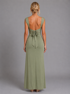 Square Neck Side Split Maxi Dress
