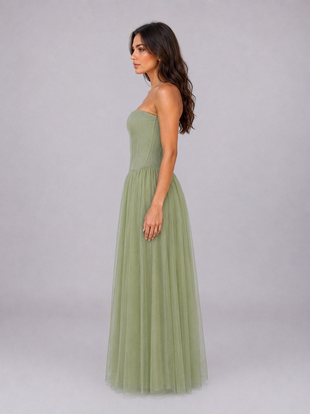 Women's Strapless Tulle Corset Dress