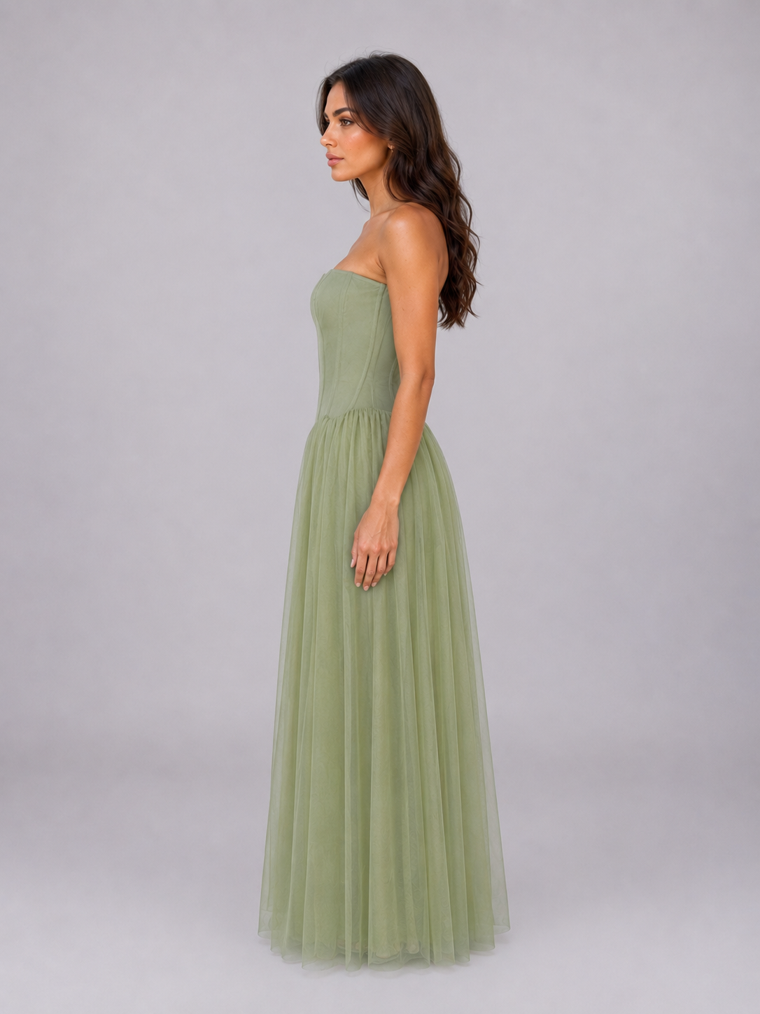 Women's Strapless Tulle Corset Dress