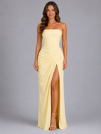 Strapless Draped Maxi Dress