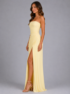 Strapless Draped Maxi Dress