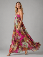Strapless Floral Maxi Dress