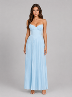 Strapless Pleated Maxi Dress