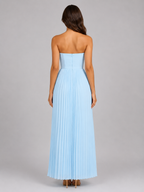 Strapless Pleated Maxi Dress