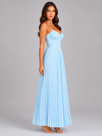 Strapless Pleated Maxi Dress