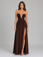 Strapless Ruched Maxi Dress