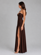 Strapless Ruched Maxi Dress
